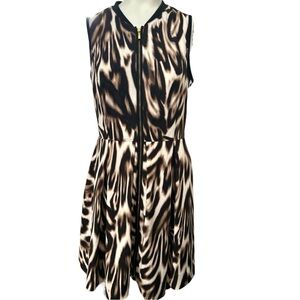NWT Boston Proper Fit & Flare Animal Sleeveless Dress Stretch Size 10